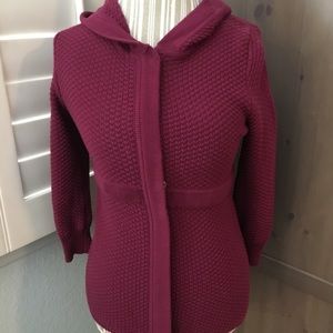 Susina Small Hooded Cardigan in Plum